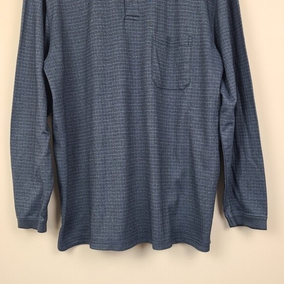 Haggar Mens Long Sleeve Blue Polo Shirt Pullover Size Large - Picture 3 of 13